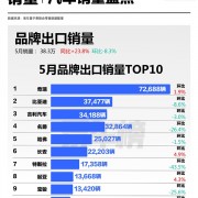 5月中国汽车出口品牌榜：奇瑞超7万辆 断层式领先