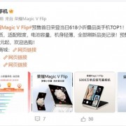 荣耀Magic V Flip预售首日冲上618小折叠品类TOP1：4999元